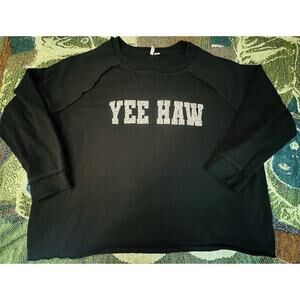 Cato Yeehaw Glitter Black Plus Crop Top Size 18/20W